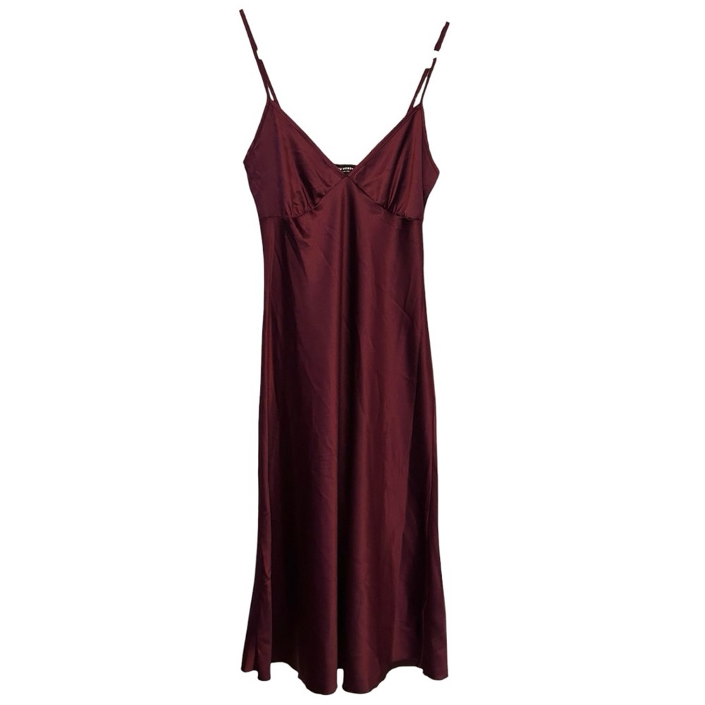 See You Monday NWOT Women’s Burgundy Slip Dress w/Tie‎ Front Cardigan Sz M